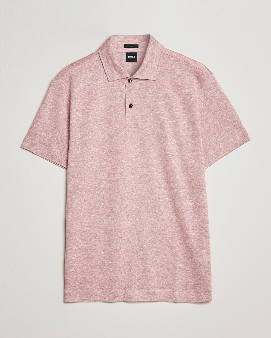 Homme | Polos | BOSS BLACK | Press Linen Polo Open Pink