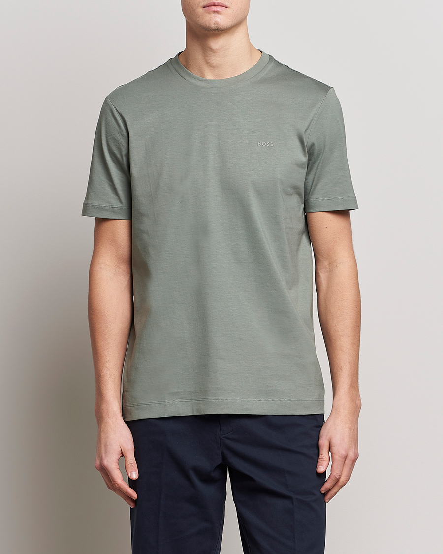 Homme | T-shirts | BOSS BLACK | Thompson Logo Crew Neck T-Shirt Open Green