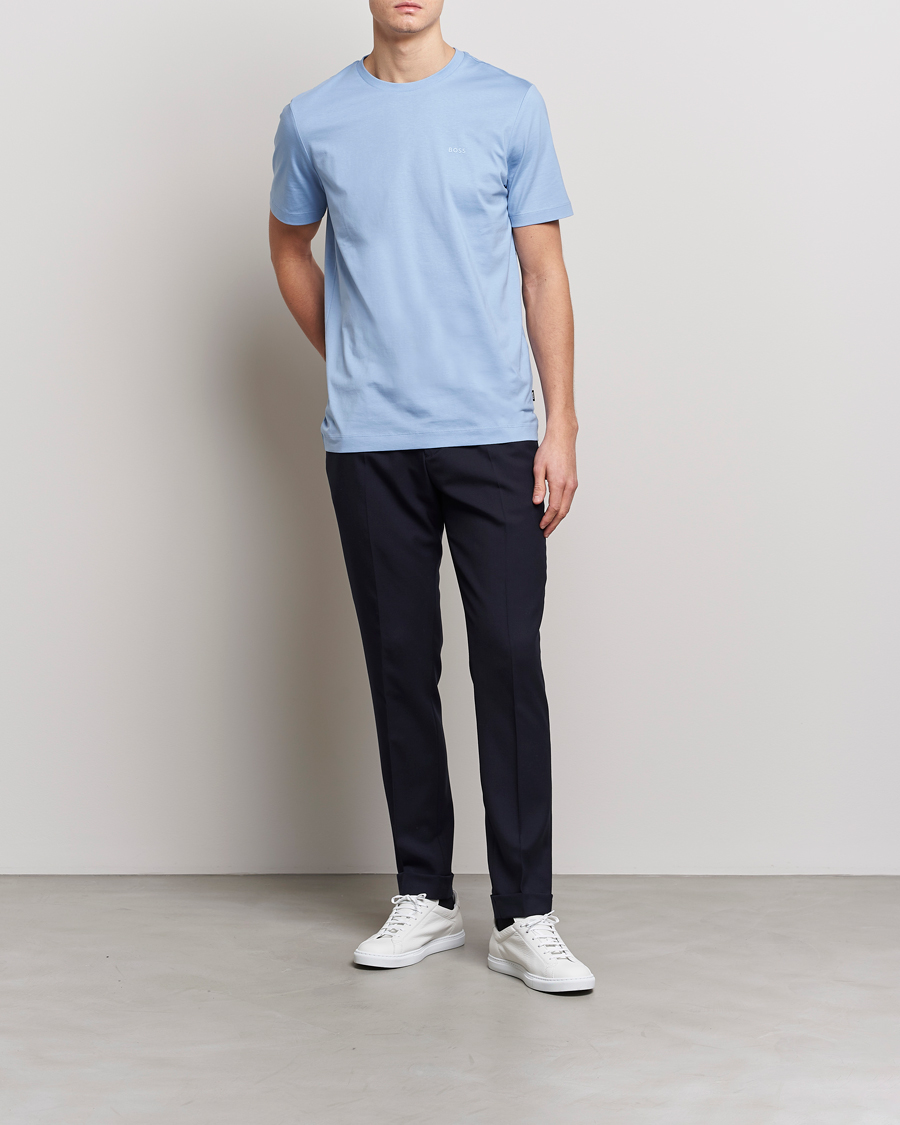 Homme | T-shirts | BOSS BLACK | Thompson Logo Crew Neck T-Shirt Open Blue