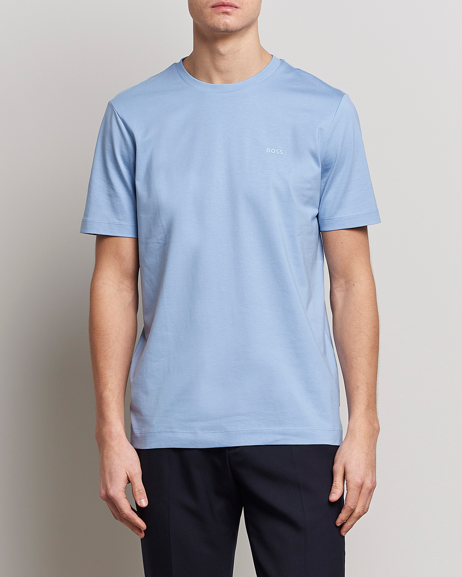 Homme | T-shirts | BOSS BLACK | Thompson Logo Crew Neck T-Shirt Open Blue
