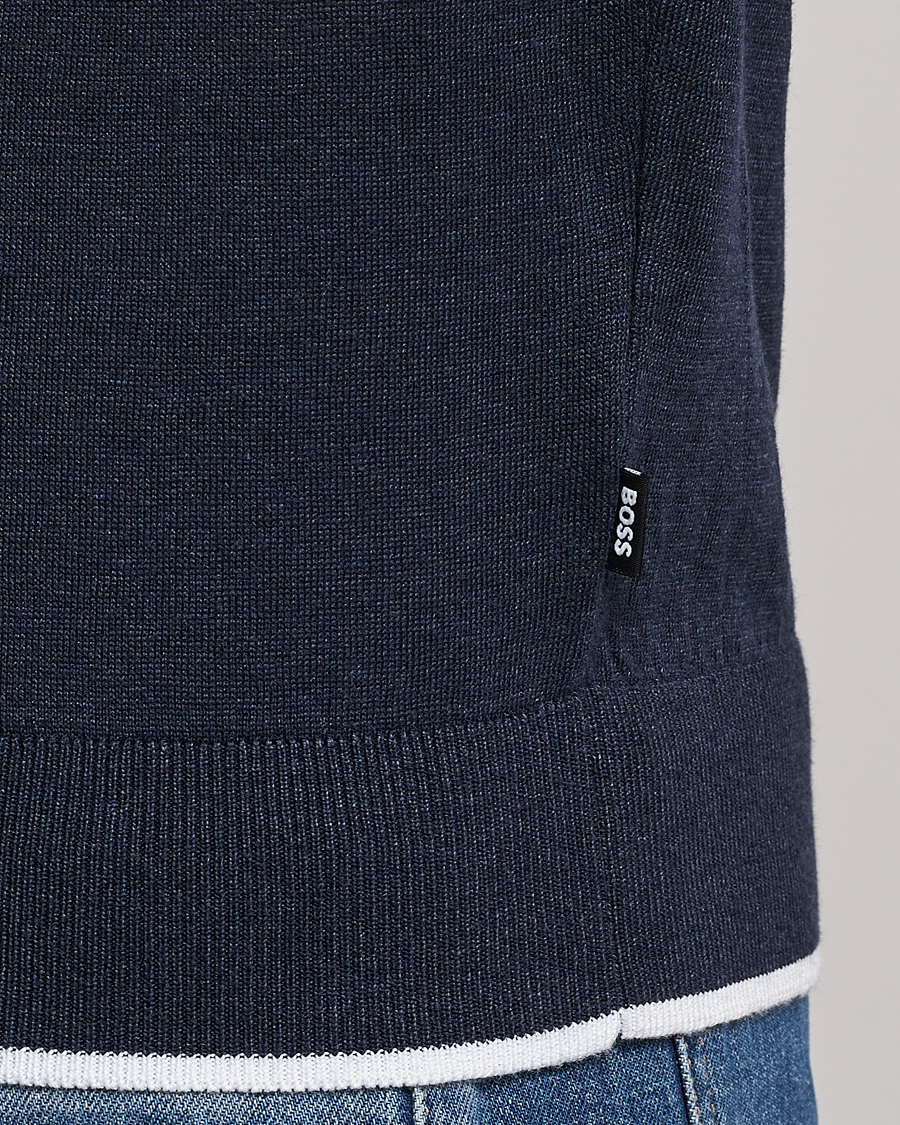 Homme | T-shirts | BOSS BLACK | Giacco Knitted Crew Neck T-Shirt Dark Blue