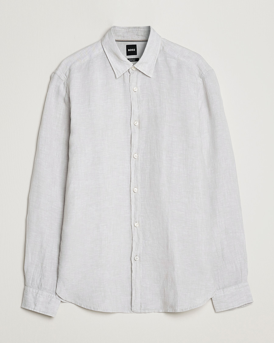 Homme | Chemises | BOSS BLACK | Liam Linen Shirt Light Grey