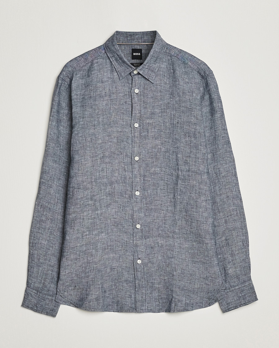 Homme | Chemises | BOSS BLACK | Liam Linen Shirt Dark Blue