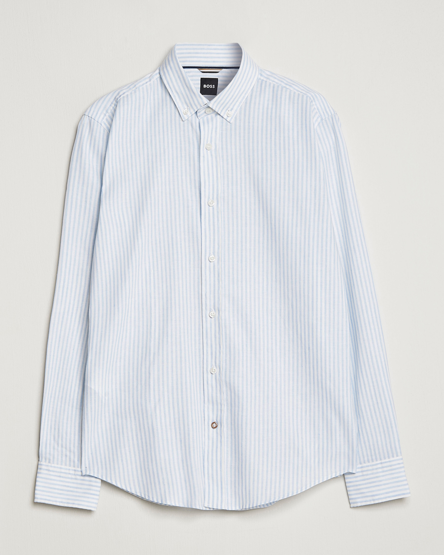 Homme | Chemises | BOSS BLACK | Hal Cotton/Linen Striped Shirt Pastel Blue