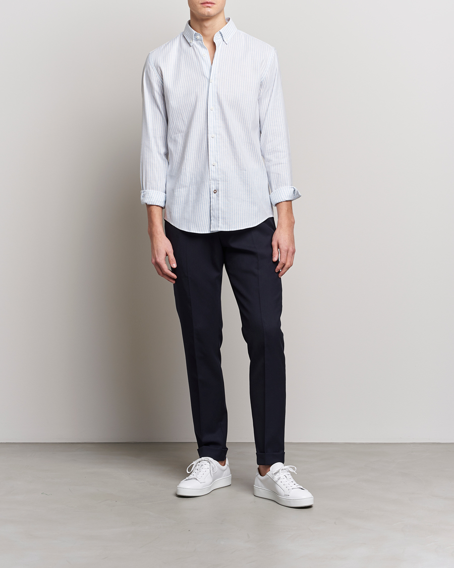 Homme | Chemises | BOSS BLACK | Hal Cotton/Linen Striped Shirt Pastel Blue