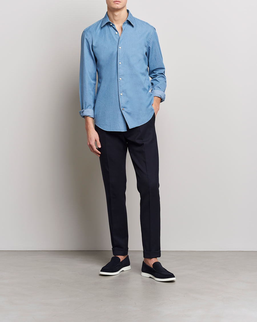 Homme | Chemises | BOSS BLACK | Hal Slim Fit Denim Shirt Open Blue