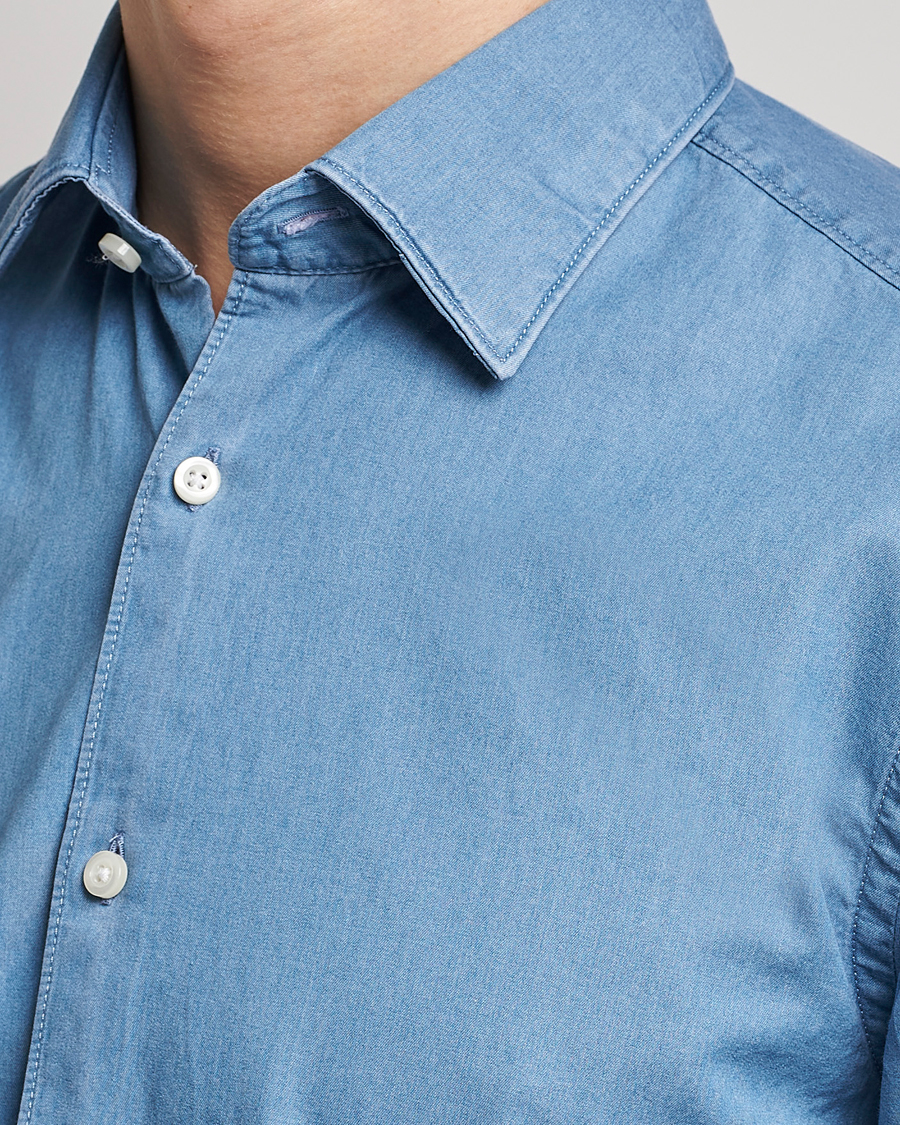 Homme | Chemises | BOSS BLACK | Hal Slim Fit Denim Shirt Open Blue