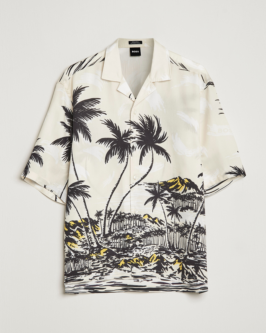 Homme | Chemises | BOSS BLACK | Lars Printed Resort Collar Shirt Open White