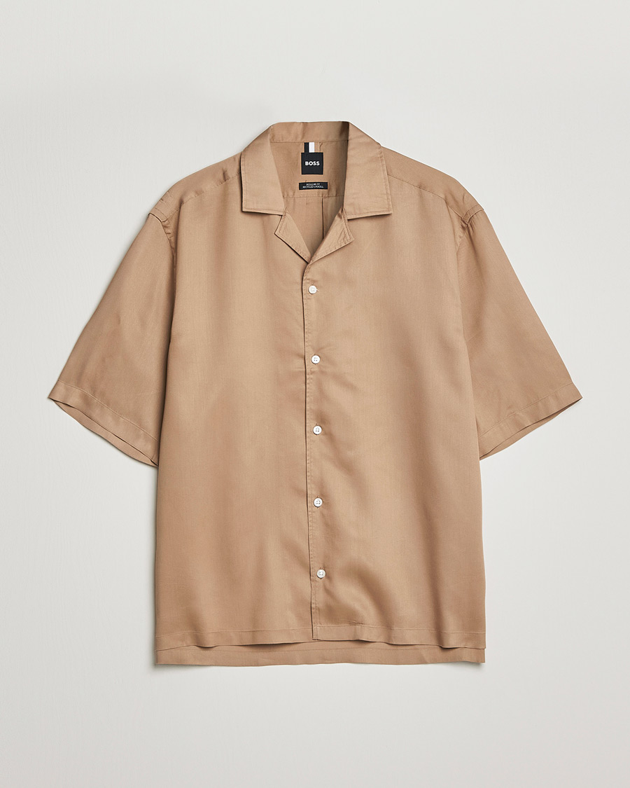 Homme | Chemises | BOSS BLACK | Lars Resort Collar Short Sleeve Medium Beige