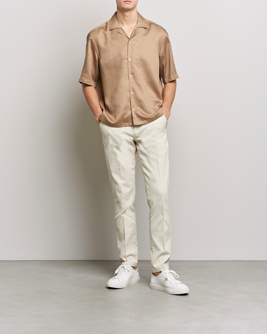 Homme | Chemises | BOSS BLACK | Lars Resort Collar Short Sleeve Medium Beige