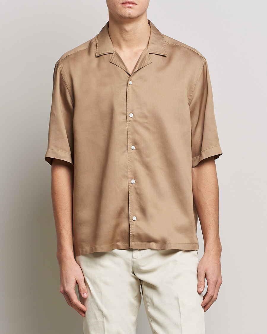 Homme | Chemises | BOSS BLACK | Lars Resort Collar Short Sleeve Medium Beige