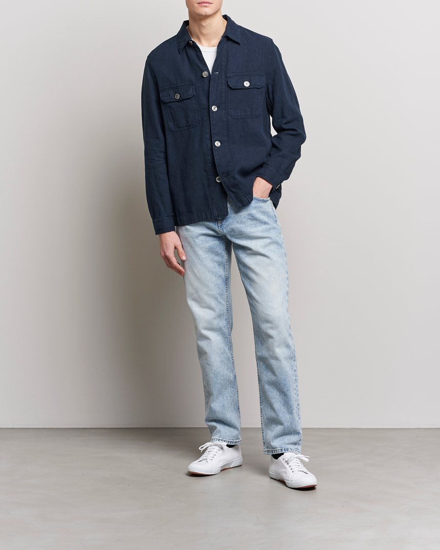 Homme | Chemises | BOSS BLACK | Carper Linen Overshirt Dark Blue