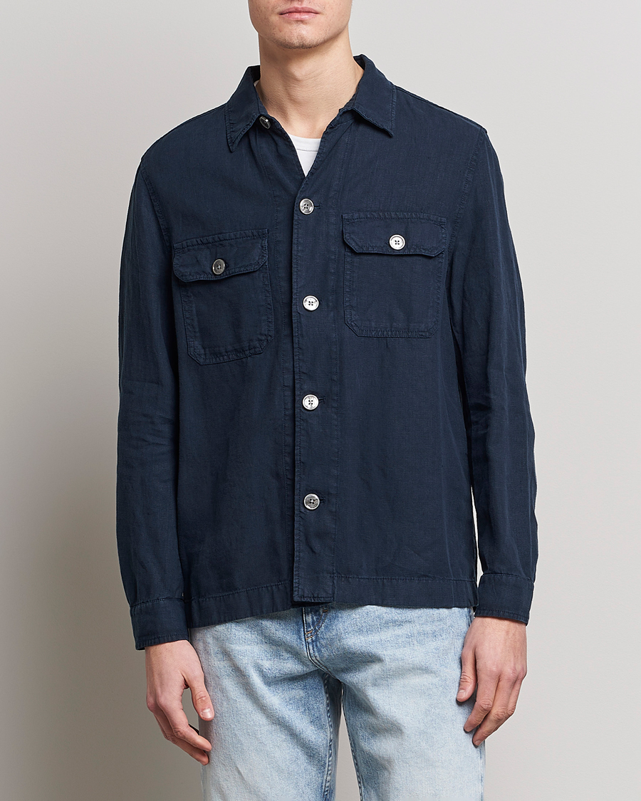 Homme | Chemises | BOSS BLACK | Carper Linen Overshirt Dark Blue