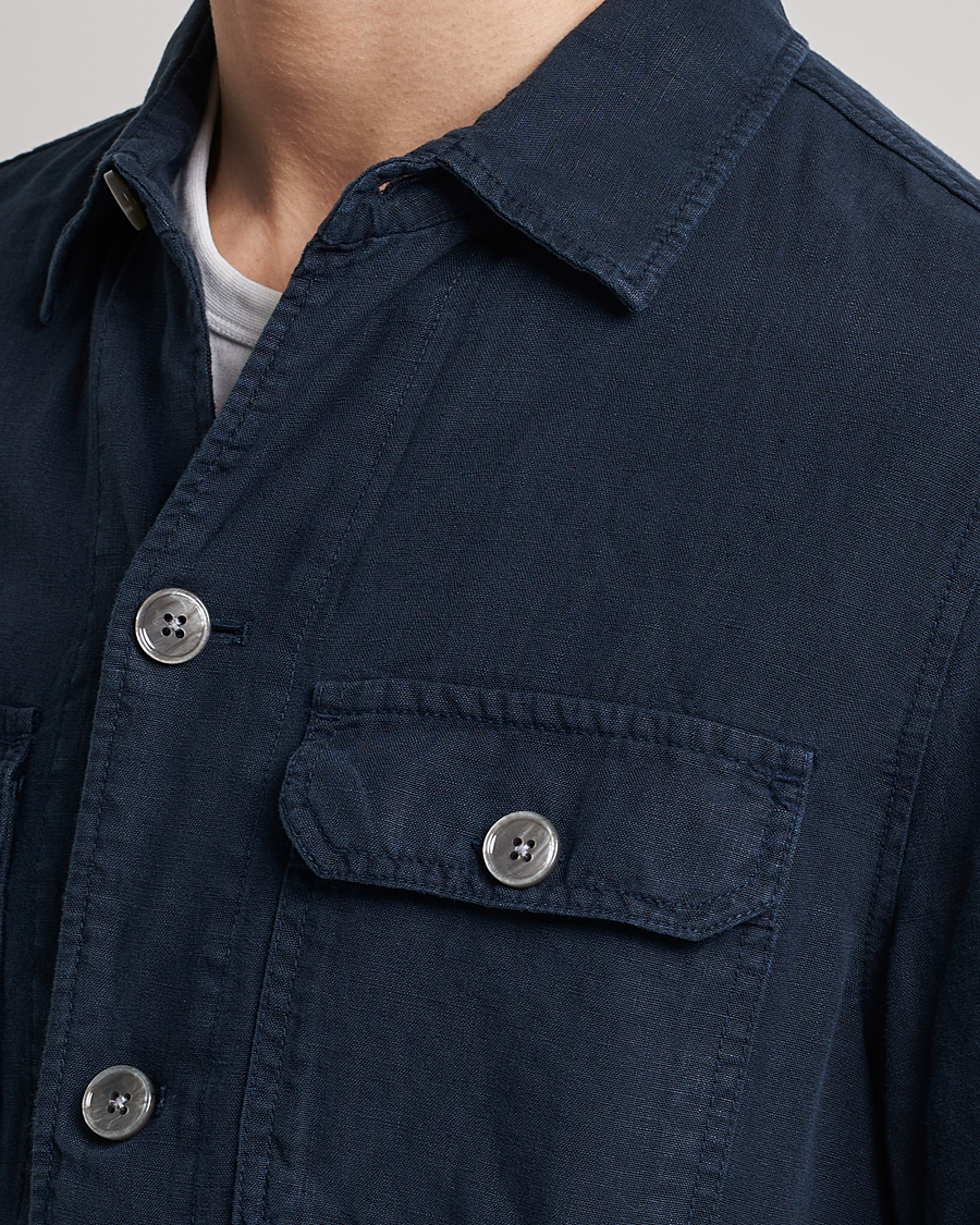 Homme | Chemises | BOSS BLACK | Carper Linen Overshirt Dark Blue