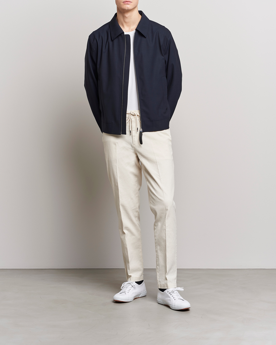 Homme | Pantalons | BOSS BLACK | Kane Cotton/Linen Drawstring Trousers Open White