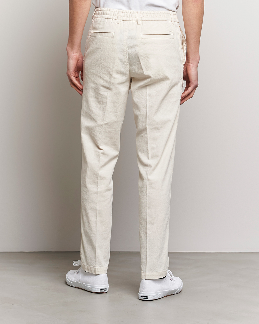 Homme | Pantalons | BOSS BLACK | Kane Cotton/Linen Drawstring Trousers Open White