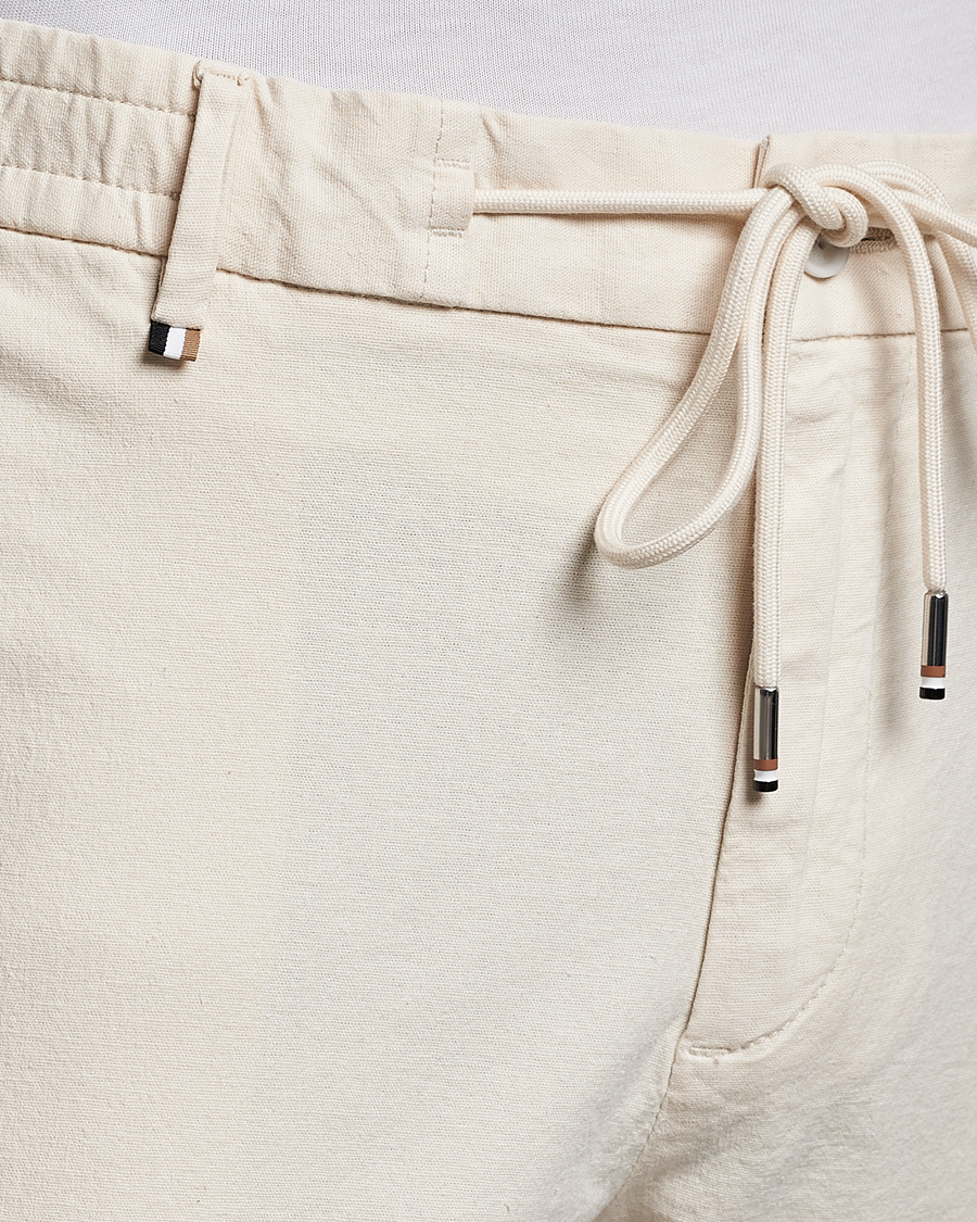 Homme | Pantalons | BOSS BLACK | Kane Cotton/Linen Drawstring Trousers Open White