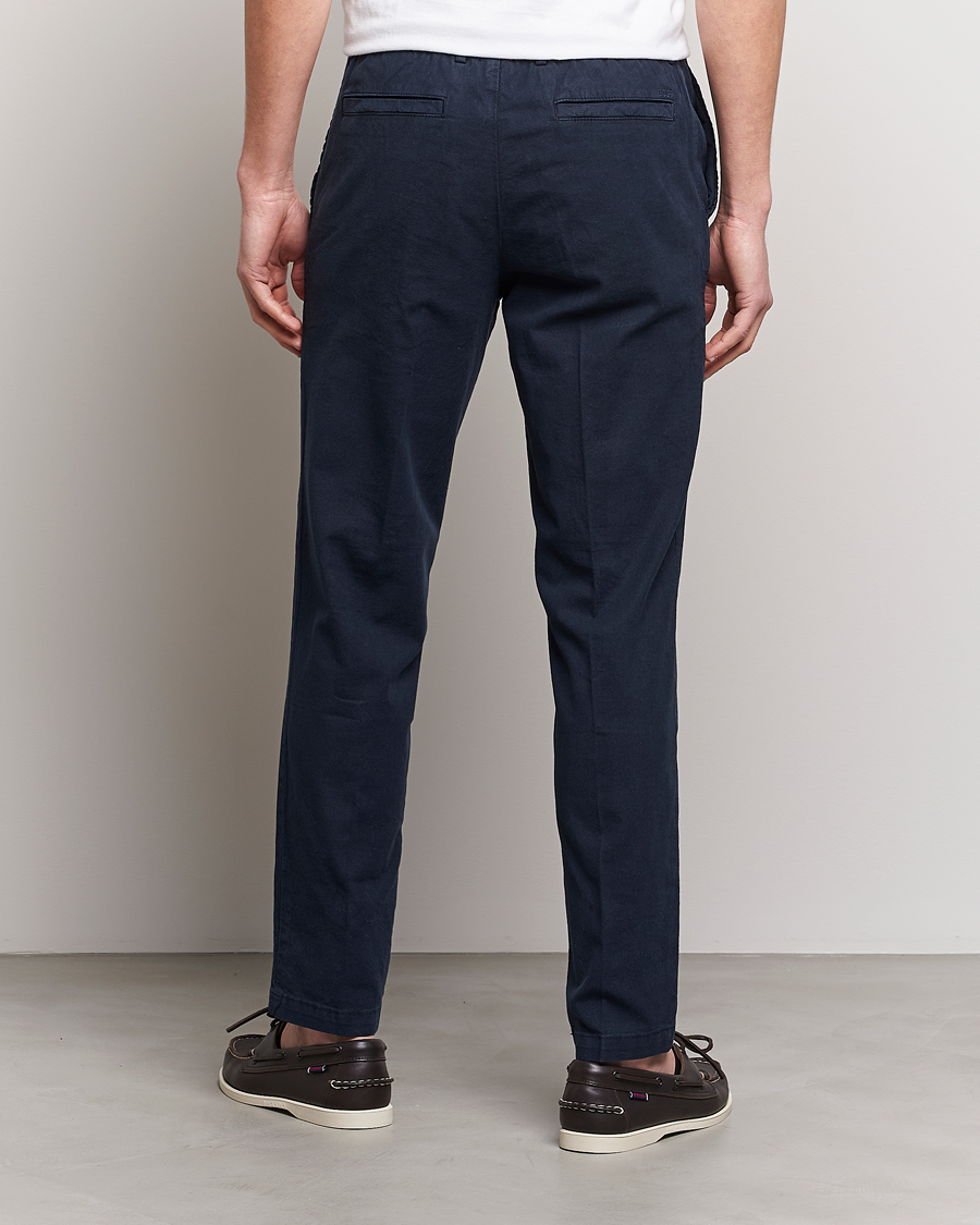 Homme | Pantalons | BOSS BLACK | Kane Cotton/Linen Drawstring Trousers Dark Blue