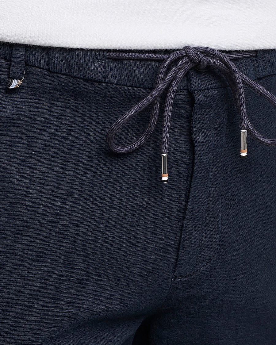 Homme | Pantalons | BOSS BLACK | Kane Cotton/Linen Drawstring Trousers Dark Blue