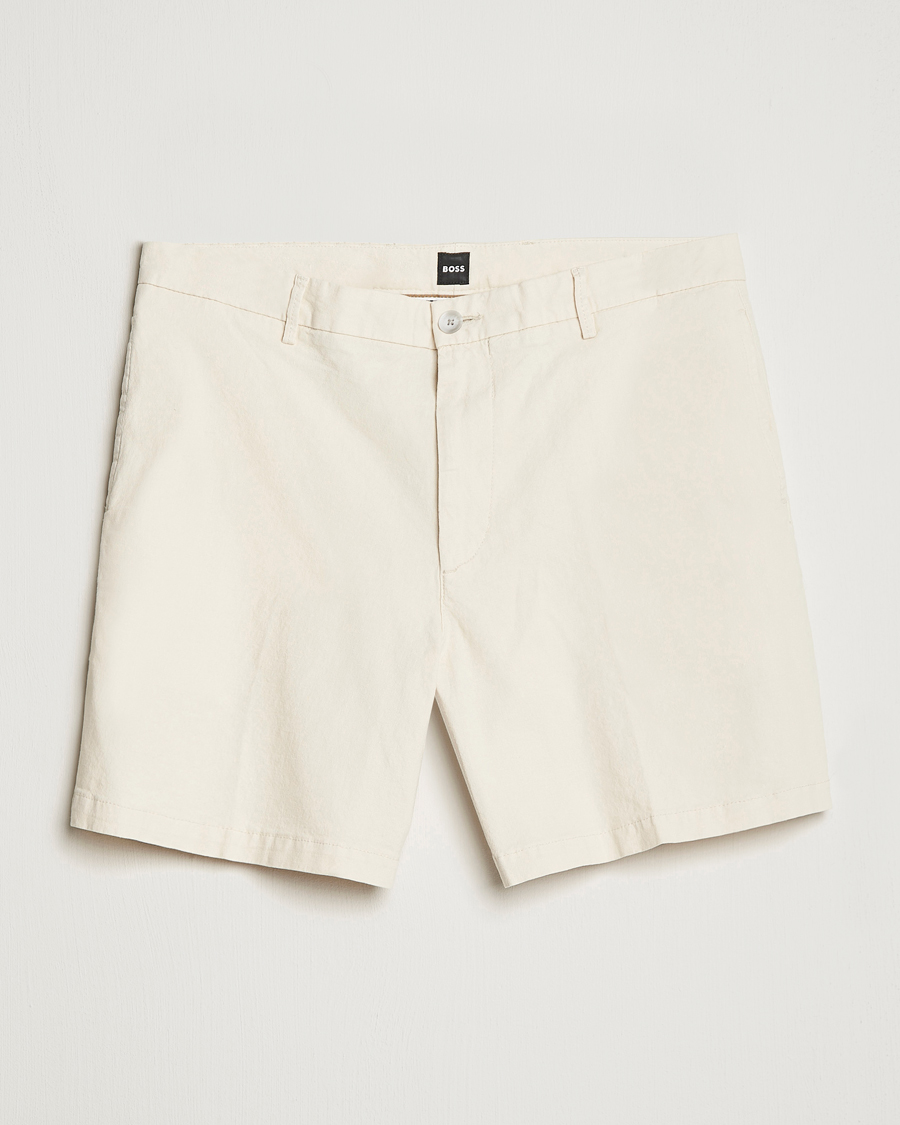 Homme | Shorts | BOSS BLACK | Karlos Cotton/Linen Shorts Open White