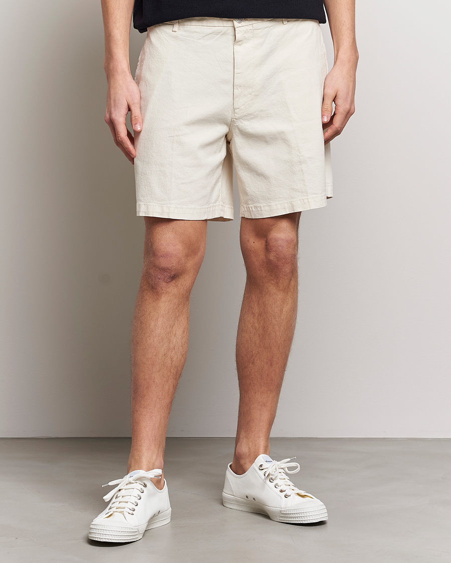 Homme | Shorts | BOSS BLACK | Karlos Cotton/Linen Shorts Open White