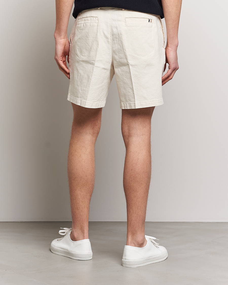 Homme | Shorts | BOSS BLACK | Karlos Cotton/Linen Shorts Open White
