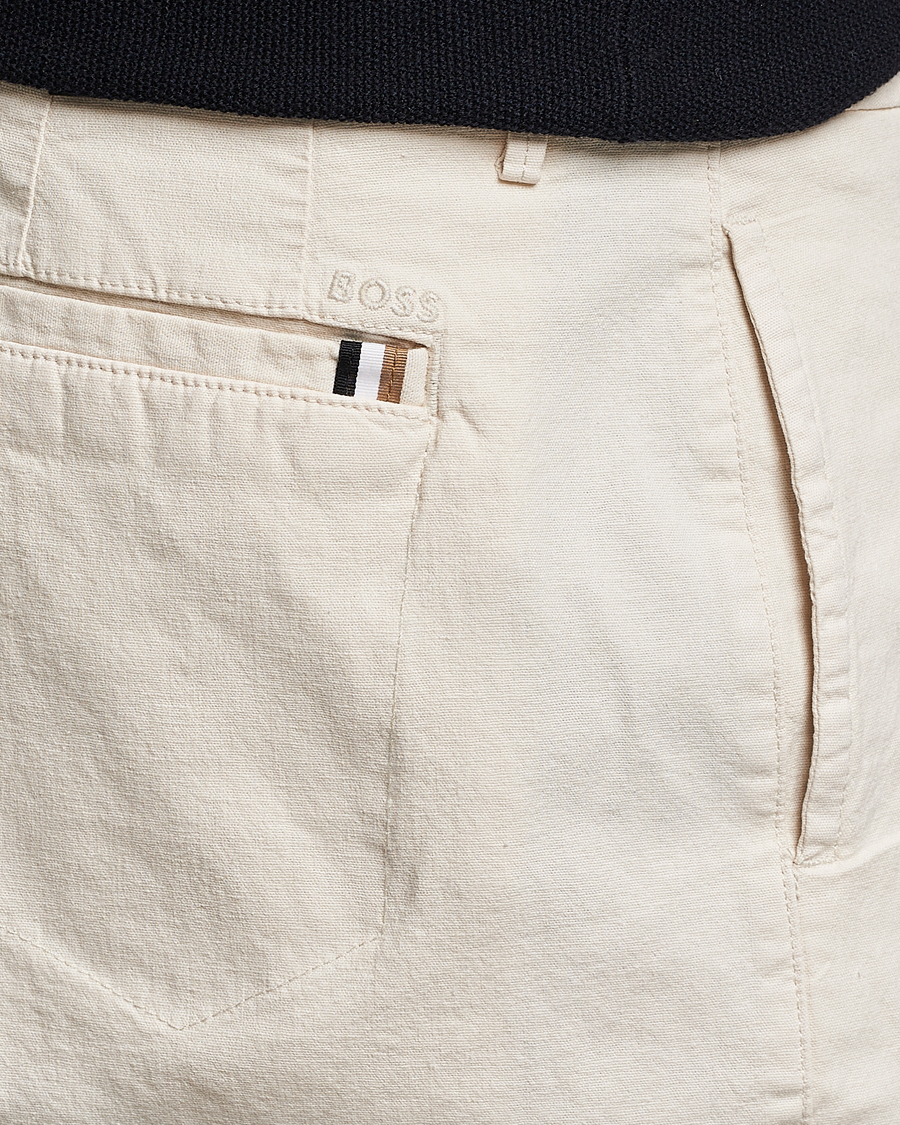 Homme | Shorts | BOSS BLACK | Karlos Cotton/Linen Shorts Open White