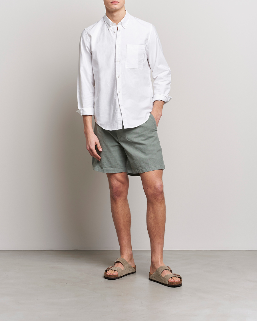 Homme | Shorts | BOSS BLACK | Karlos Cotton/Linen Shorts Open Green