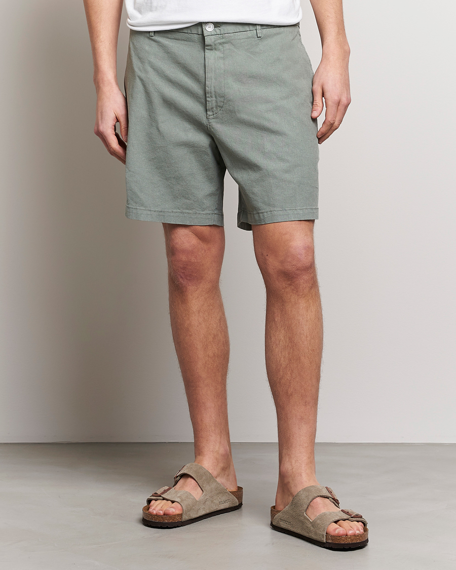 Homme | Shorts | BOSS BLACK | Karlos Cotton/Linen Shorts Open Green