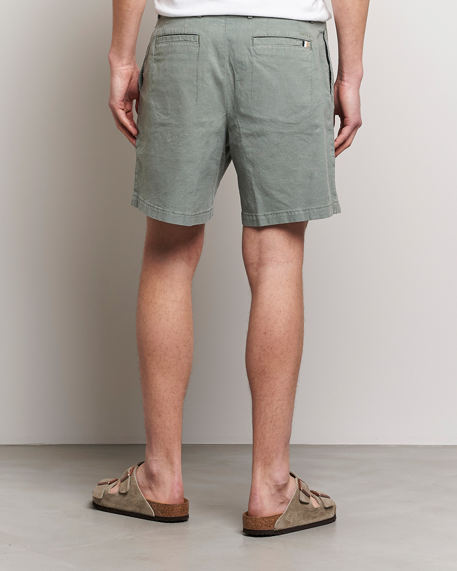 Homme | Shorts | BOSS BLACK | Karlos Cotton/Linen Shorts Open Green