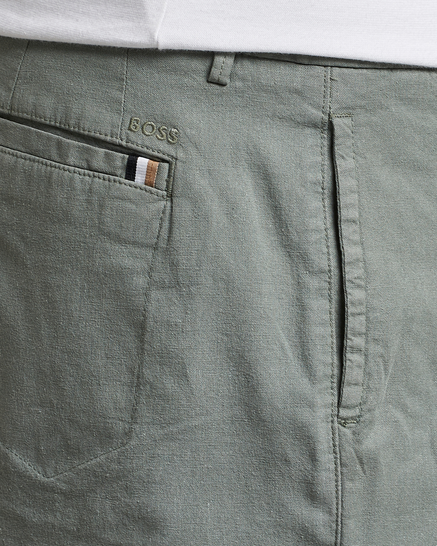 Homme | Shorts | BOSS BLACK | Karlos Cotton/Linen Shorts Open Green