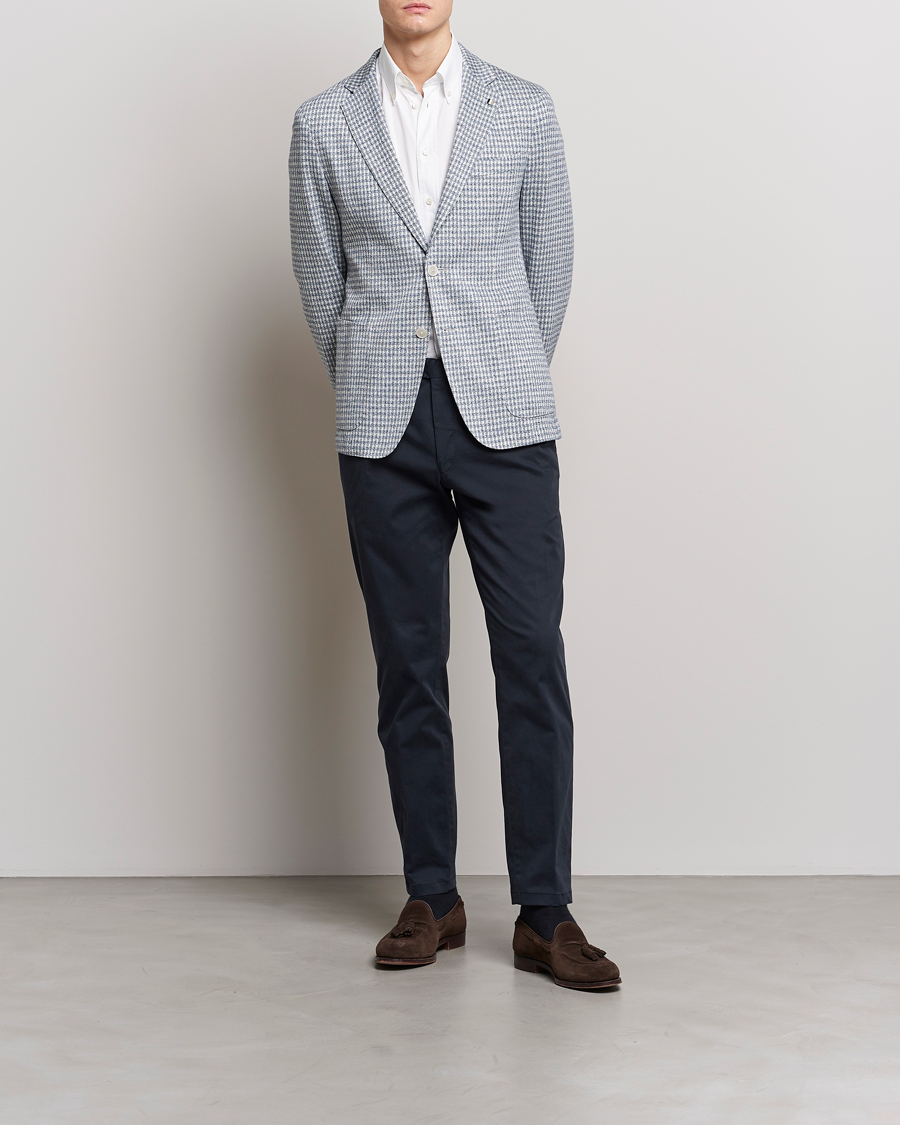 Homme | Blazers | BOSS BLACK | Hanry Linen/Cotton Structured Blazer Open Blue