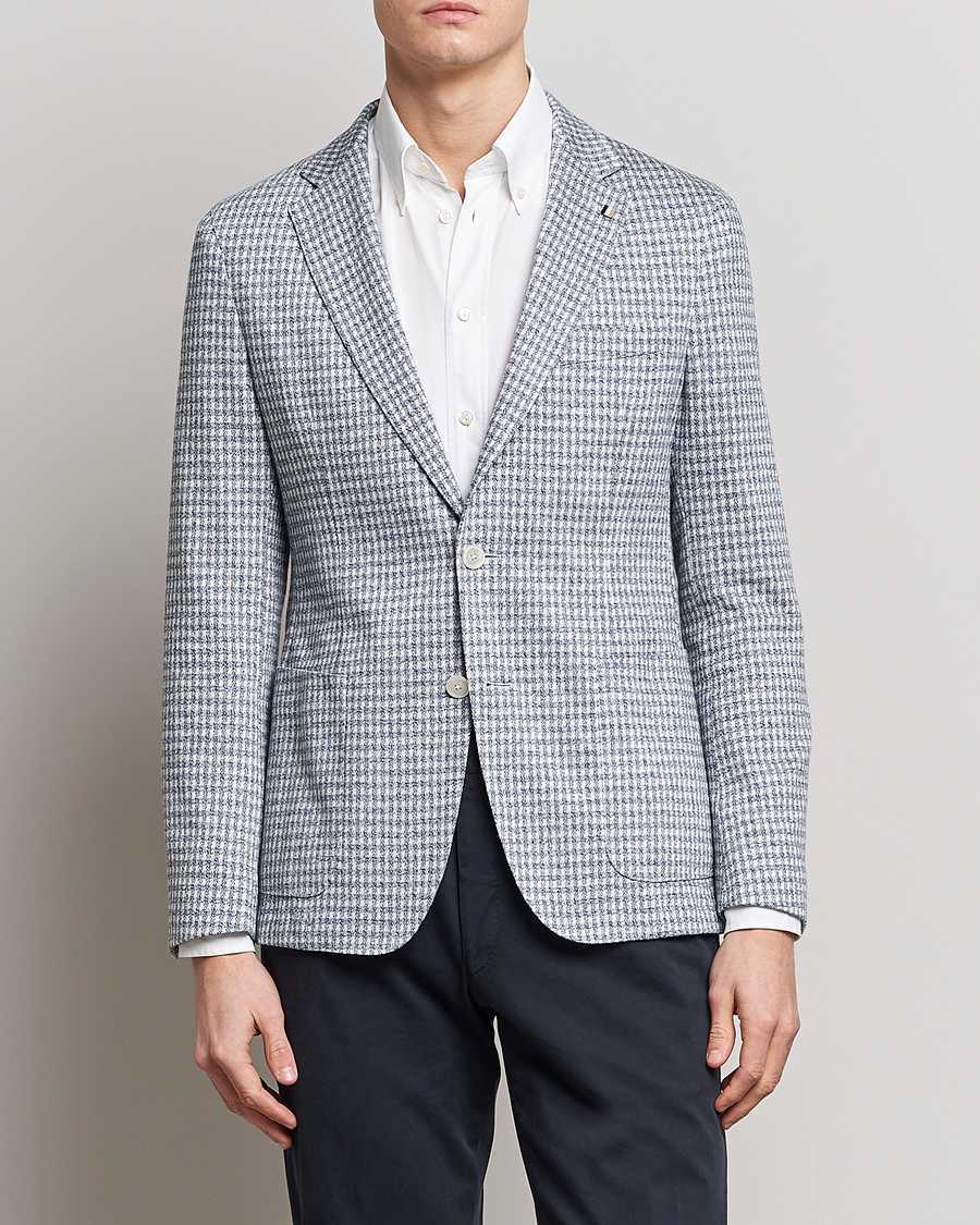 Homme | Blazers | BOSS BLACK | Hanry Linen/Cotton Structured Blazer Open Blue