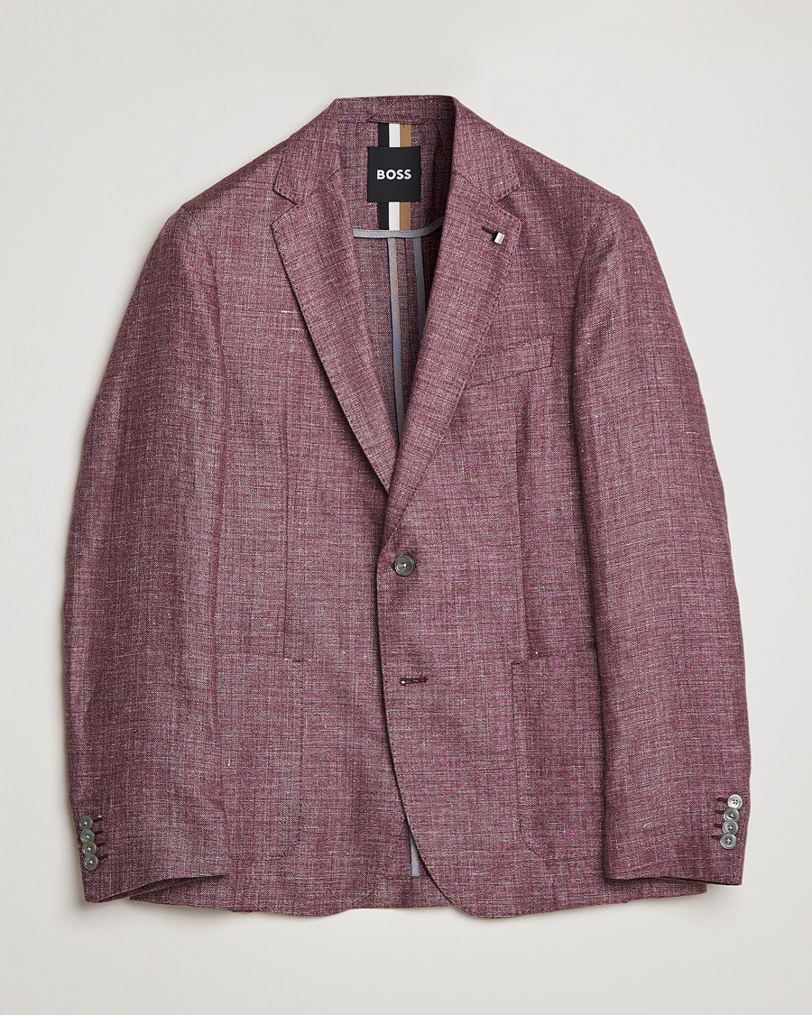 Homme | Blazers | BOSS BLACK | Hanry Linen/Wool Blazer Dark Red