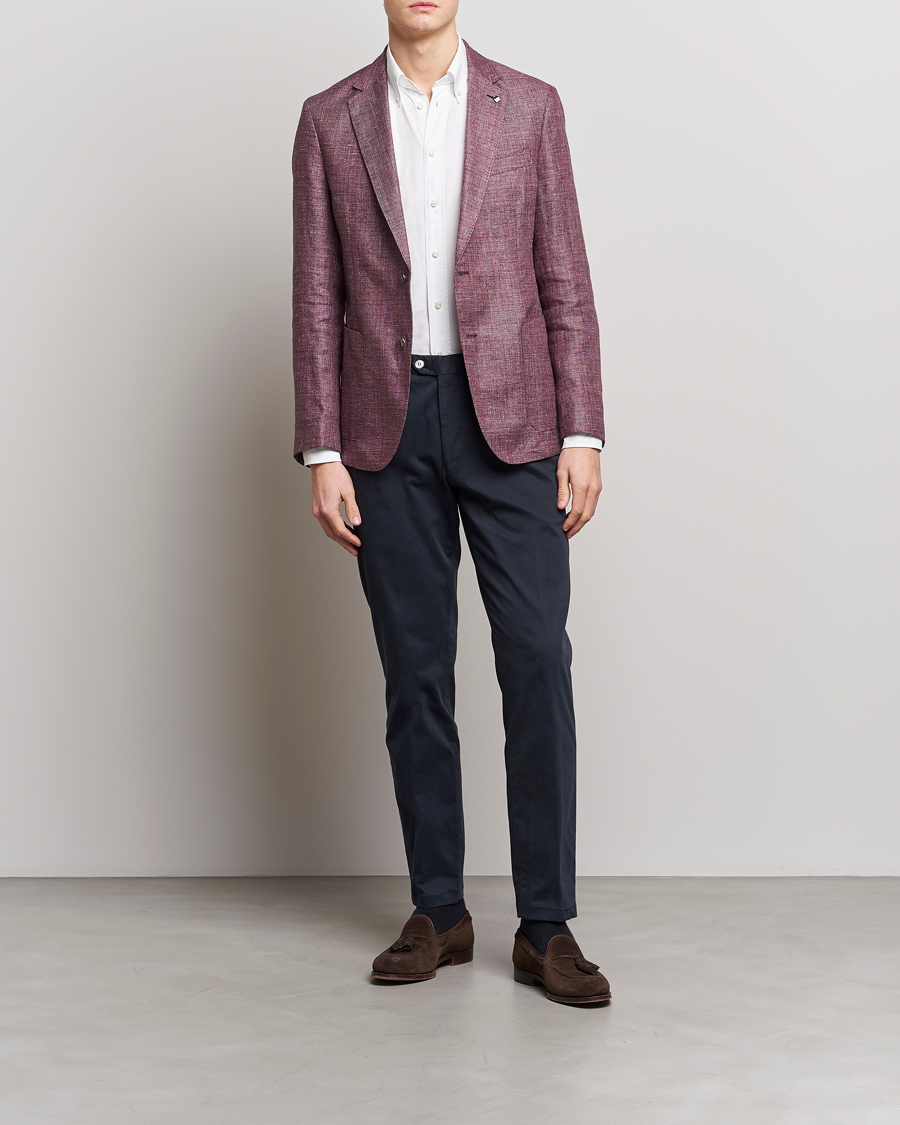 Homme | Blazers | BOSS BLACK | Hanry Linen/Wool Blazer Dark Red