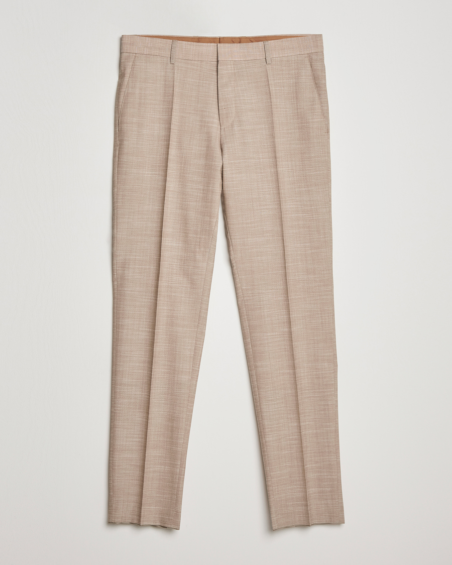 Homme | Pantalons | BOSS BLACK | Genius Wool/Cotton Pleated Trousers Light Beige