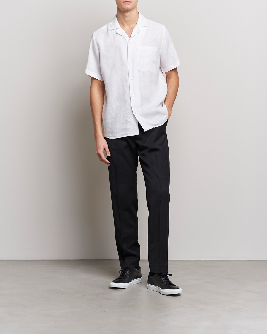 Homme | Chemises | HUGO | Ellino Short Sleeve Linen Shirt Open White