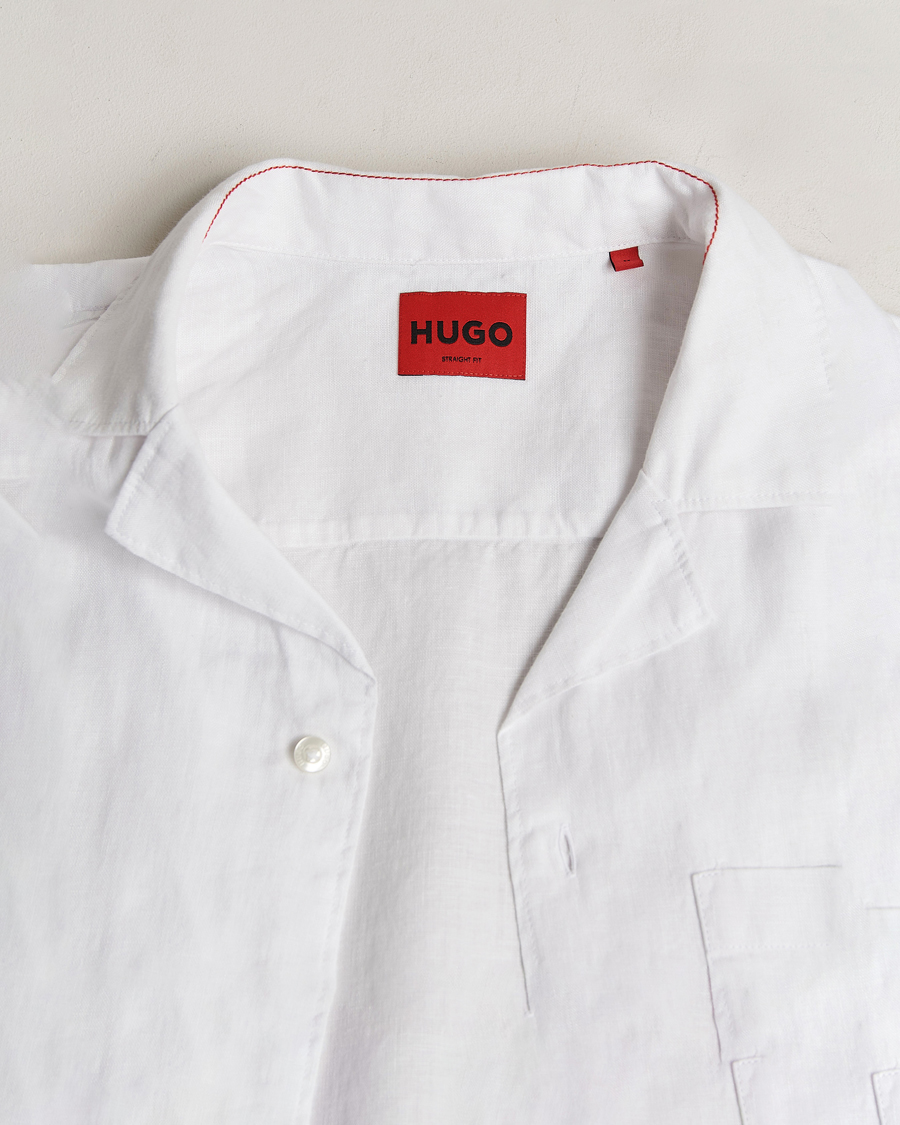 Homme | Chemises | HUGO | Ellino Short Sleeve Linen Shirt Open White