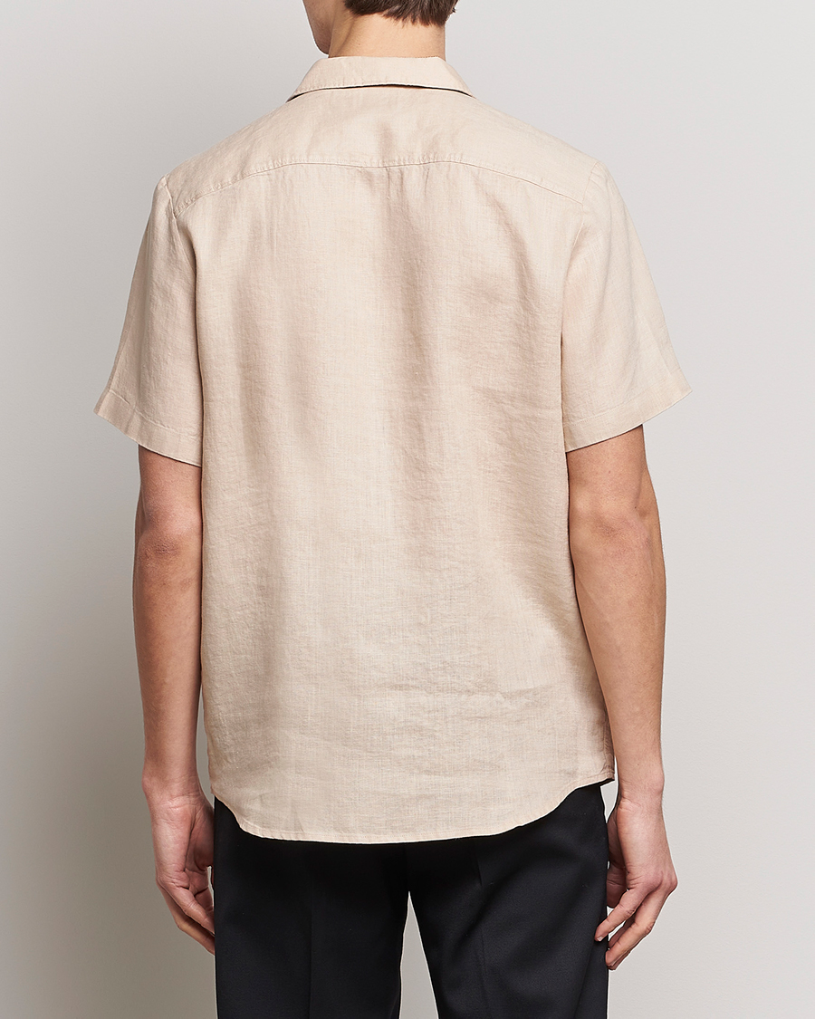 Homme | Chemises | HUGO | Ellino Linen Resort Collar Short Sleeve Shirt Beige