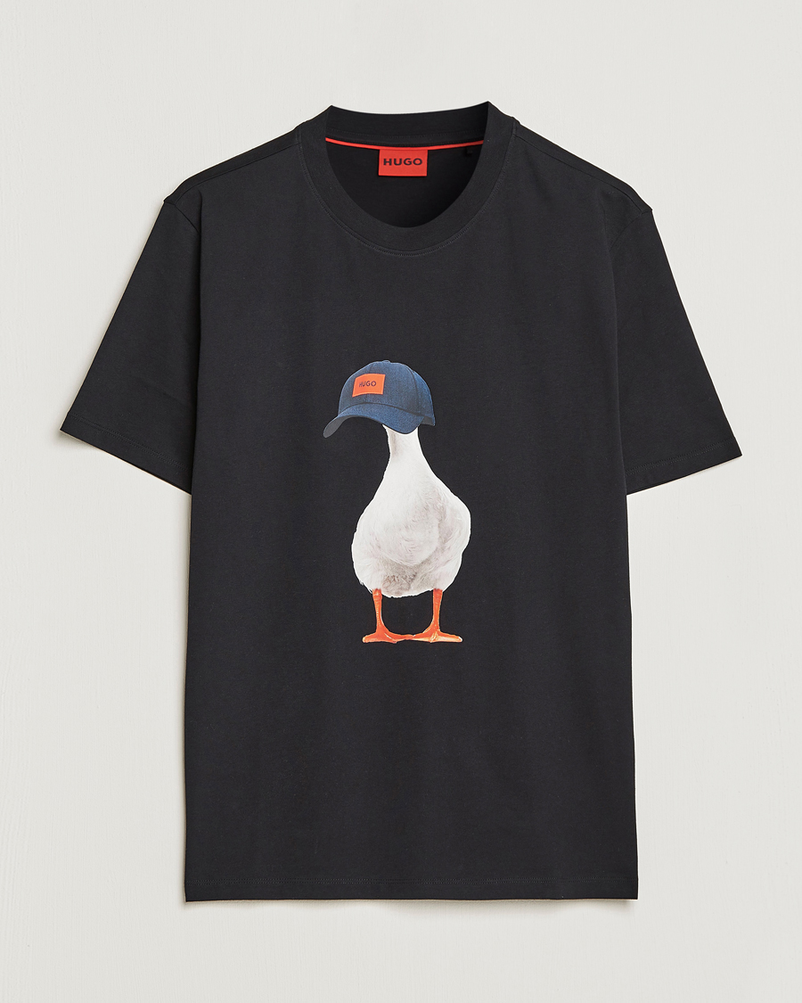 Homme | T-shirts | HUGO | Ducky Printed Crew Neck T-Shirt Black