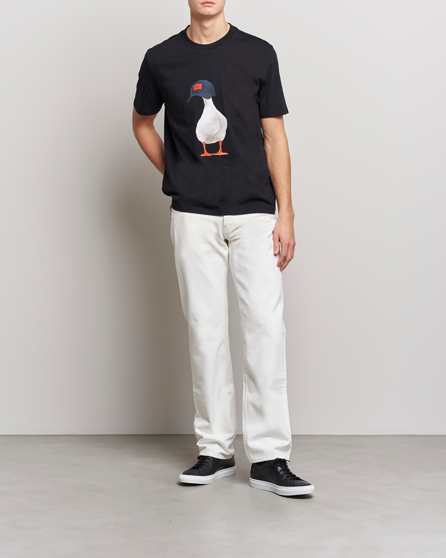 Homme | T-shirts | HUGO | Ducky Printed Crew Neck T-Shirt Black