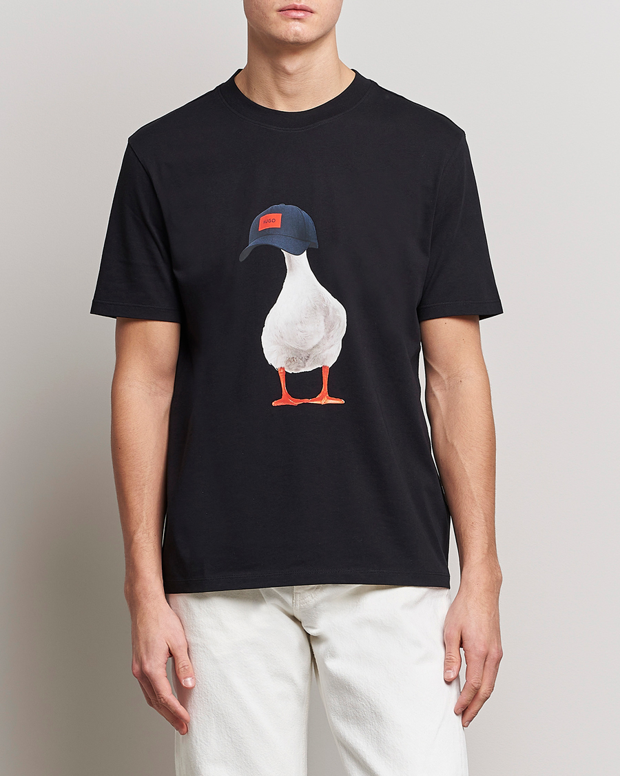 Homme | T-shirts | HUGO | Ducky Printed Crew Neck T-Shirt Black