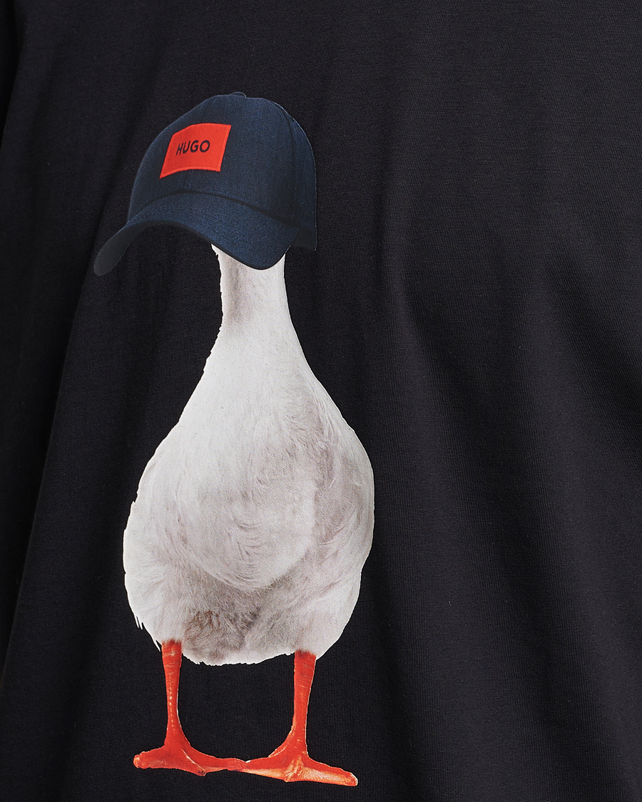 Homme | T-shirts | HUGO | Ducky Printed Crew Neck T-Shirt Black