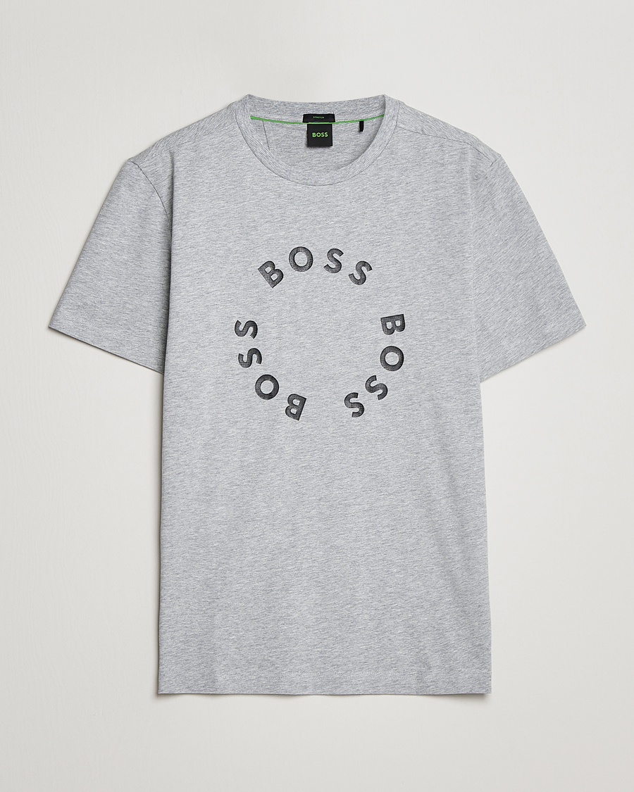 Homme | T-shirts | BOSS GREEN | Circle Logo Crew Neck T-Shirt Light Grey