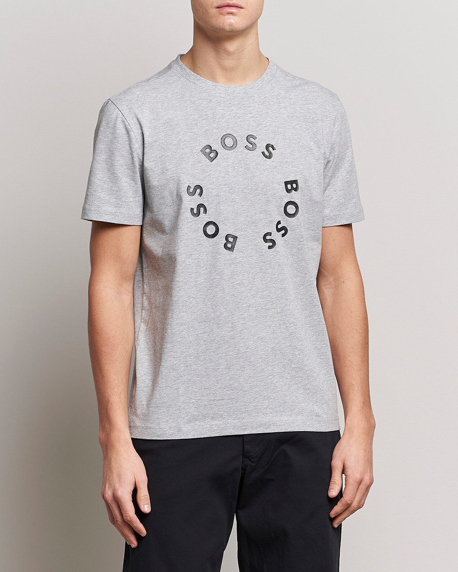 Homme | T-shirts | BOSS GREEN | Circle Logo Crew Neck T-Shirt Light Grey