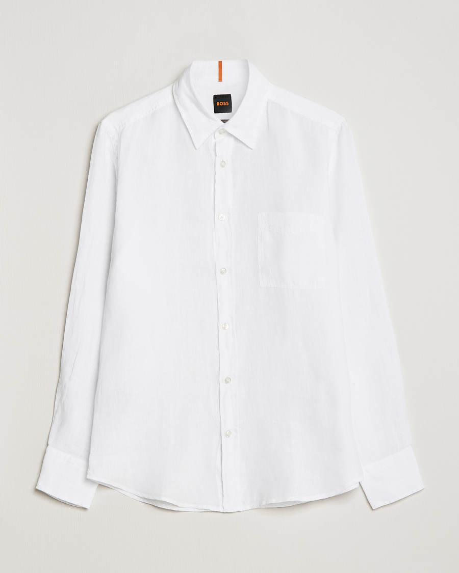 Homme | Chemises | BOSS ORANGE | Relegant Linen Shirt White
