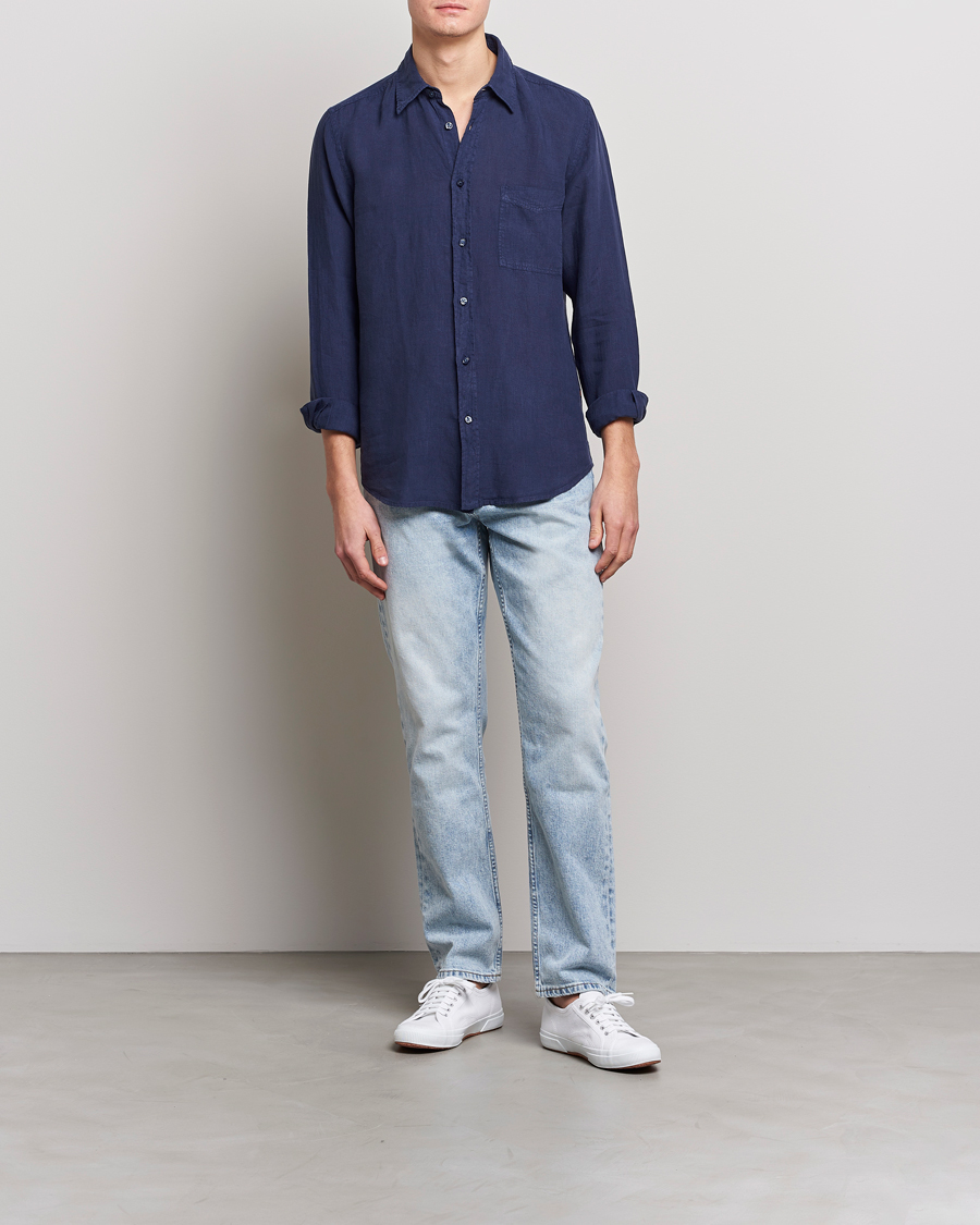 Homme | Chemises | BOSS ORANGE | Relegant Linen Shirt Navy