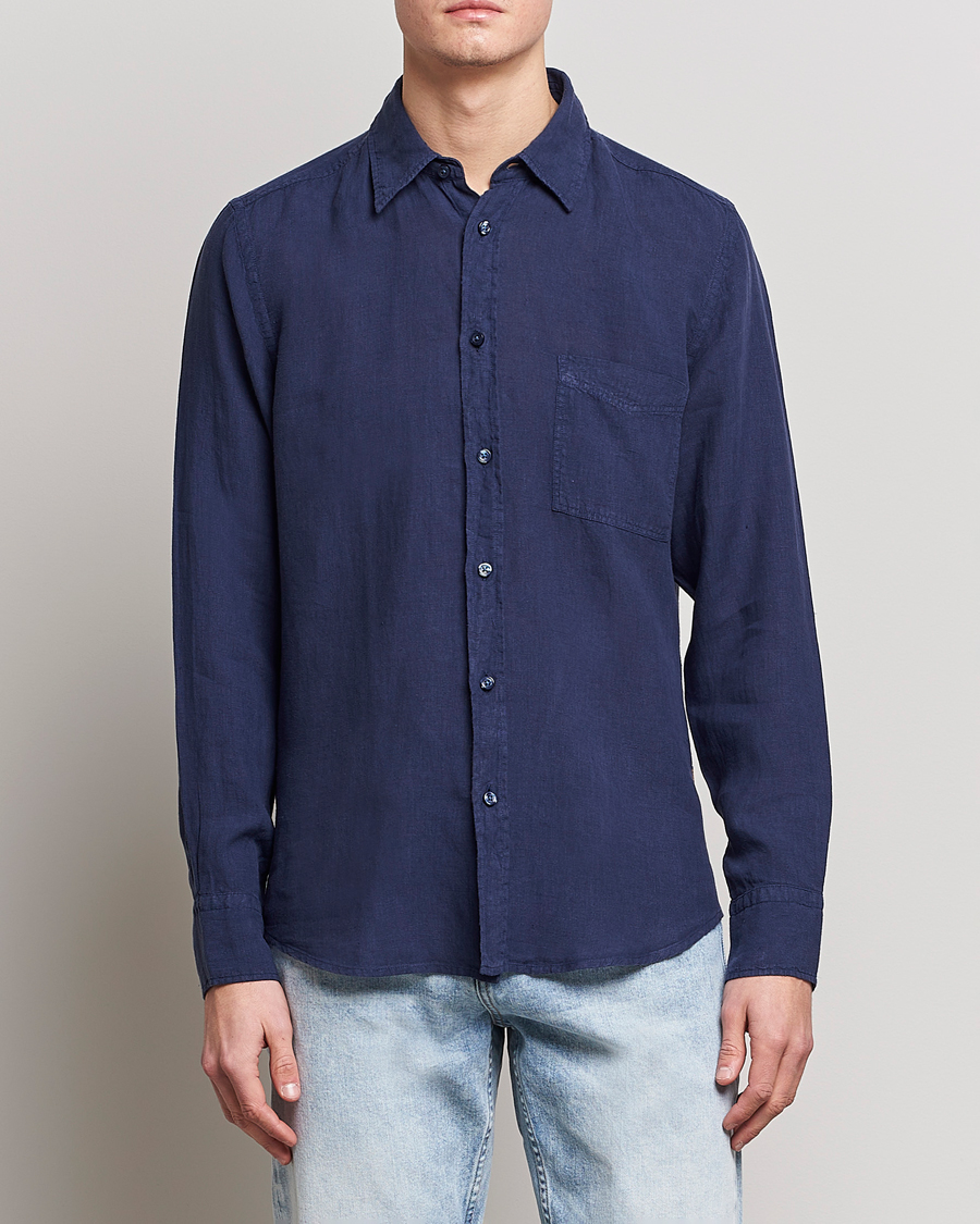 Homme | Chemises | BOSS ORANGE | Relegant Linen Shirt Navy