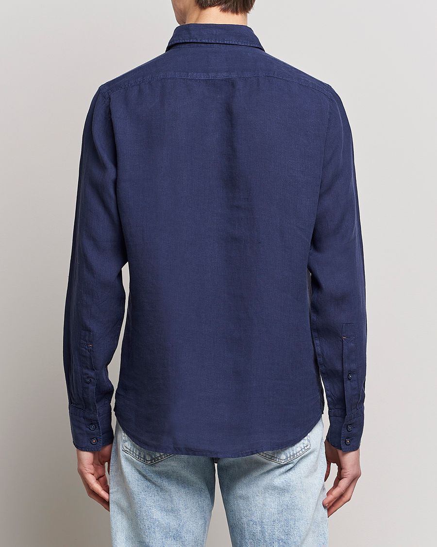 Homme | Chemises | BOSS ORANGE | Relegant Linen Shirt Navy