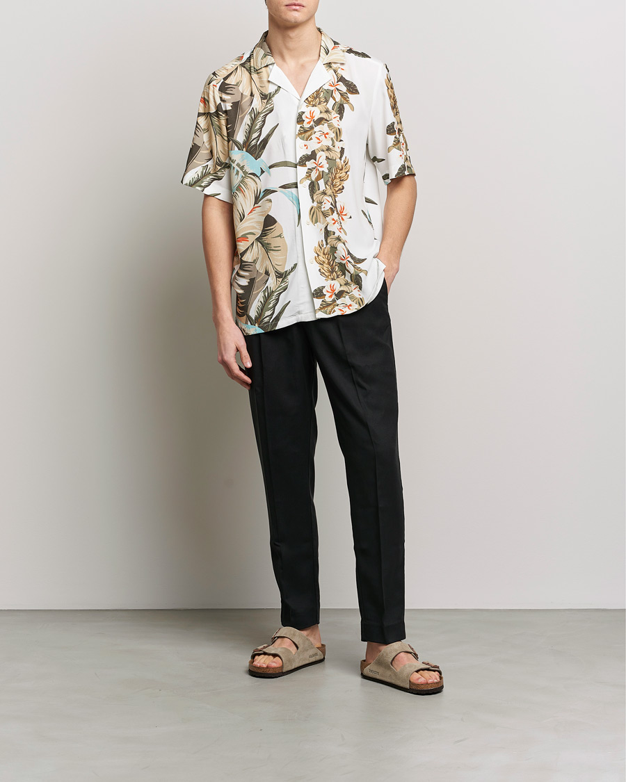 Homme | Chemises | BOSS ORANGE | Rayer Resort Collar Printed Short Sleeve Shirt Whi